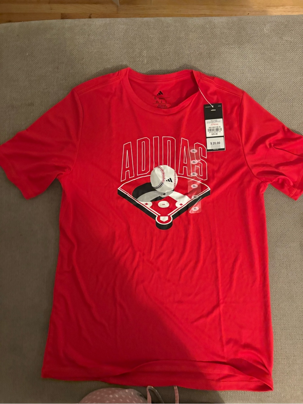 Adidas sporty athletic casual Red Baseball Graphic Tee